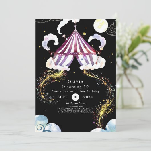 パステル鮮やかサーカス誕生日 招待状 (スタンド正面)