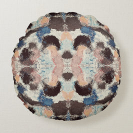 パステル鮮やかシンメトリー – 抽象芸術テクスチャード・アート ラウンドクッション