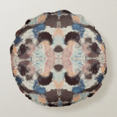 パステル鮮やかシンメトリー – 抽象芸術テクスチャード・アート ラウンドクッション (裏面)