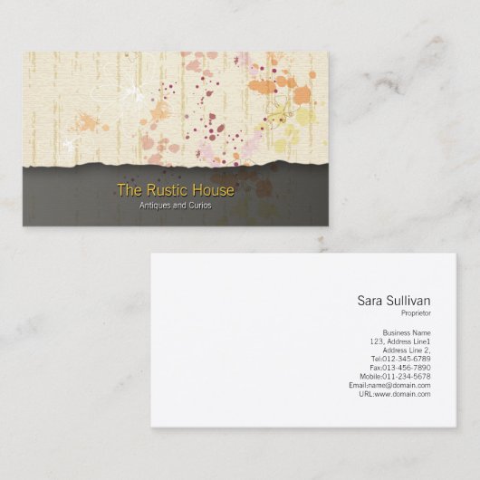 パステル（ばちゃばちゃ）跳ねるティアウェイリテールビジネスカード 名刺 (正面/裏面)