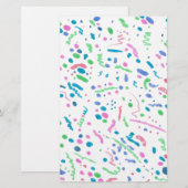 パステル（ばちゃばちゃ）跳ねる紙吹雪プリント 便箋 (正面/裏面)