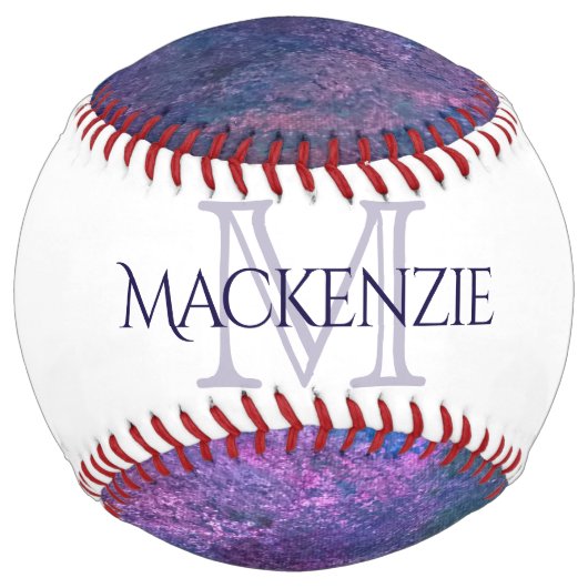パステル（ばちゃばちゃ）跳ねる |ピンクパープルブルーグリーンモノグラム ソフトボール (正面)