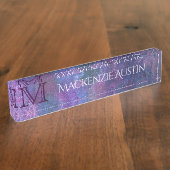 パステル(ばちゃばちゃ)跳ねる |ピンクパープルブルーグリーンモノグラム デスクネームプレート (側面)