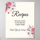 パステル アイスクリーム レシピを残して ブライダルシャワー ポスター (正面)