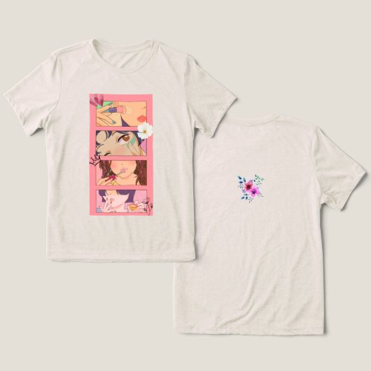 パステル アニメ フラワー Tシャツ (デザイン正面&裏面)