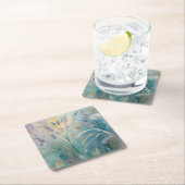 パステル アブストラクト ネイチャーのささやき、草 スクエアペーパーコースター (インサイチュ)