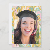 パステル アブストラクト マーブル フォト 卒業パーティー 招待状 (裏面)