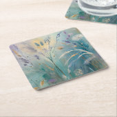 パステル アブストラクト 自然のささやき、草 スクエアペーパーコースター (アングル)