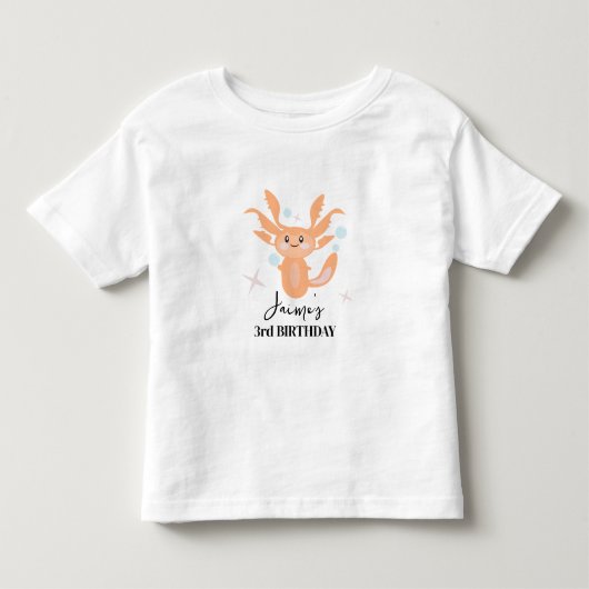 パステル アホロートル 海の生き物 誕生日 名前 トドラーTシャツ (正面)