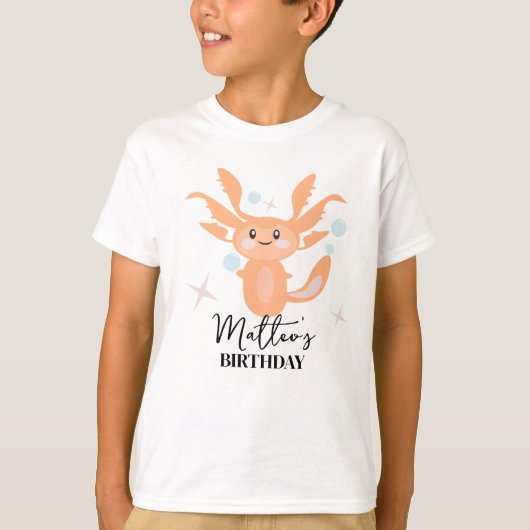 パステル アホロートル 海の生き物 誕生日 名前 Tシャツ (正面)