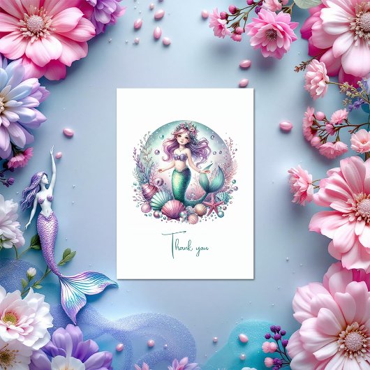 パステル アンダーザシー ガールのバースデー サンキューカード