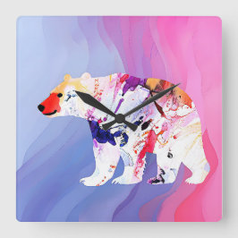 パステル アークティック エクスプローラー 水彩 スクエア壁時計