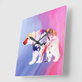 パステル アークティック エクスプローラー 水彩 スクエア壁時計 (傾斜)