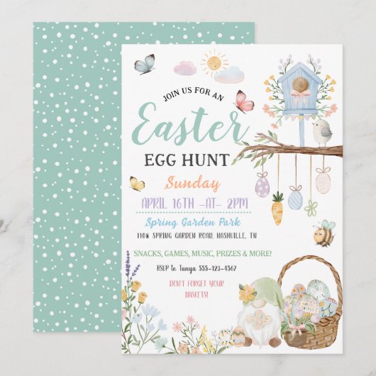 パステル イースターエッグ ハント ノーム 招待状 (正面/裏面)