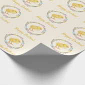 パステル ウィロー リースとベビーチキン ハッピーイースター ラッピングペーパー (角)