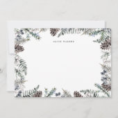 パステル ウィンター グリーン エレガント モノグラム ノート カード (正面)