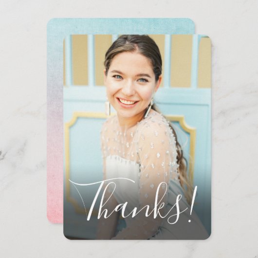パステル ウォーターカラー裏面 フルフォト アクア サンキューカード (正面/裏面)