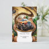 パステル ウォーターカラー キッズ モンスター トラック バースデー サンキューカード (スタンド正面)