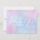 パステル ウォーターカラー シンプル エレガント バースデー パープル サンキューカード (正面)