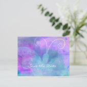 パステル ウォーターカラー バタフライ パーティー セーブ ザ デート 案内ポストカード (スタンド正面)