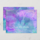 パステル ウォーターカラー バタフライ パーティー 保存日付 案内ポストカード (正面/裏面)