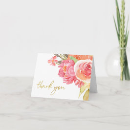パステル ウォーターカラー フラワーズ サンキューカード