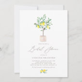 パステル ウォーターカラー レモン ツリー サマー ブライダル シャワー 招待状 (正面)