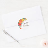 パステル オレンジ 黄色 春 ダリア 花 ウェディング ラウンドシール (封筒)