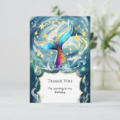 パステル オーシャン マーメイド バースデー サンキューカード (スタンド正面)