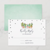 パステル カクタス フィエスタ ウェディング シャワー RSVP カード (正面/裏面)