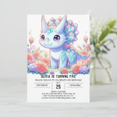 パステル カスタム恐竜 デジタル誕生日 招待状 (スタンド正面)