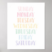 パステル カラーの曜日の学習ポスター ポスター (正面)