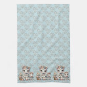 パステル カワイイ ユニコーン マザー ドーター デュオ ブルー キッチンタオル (縦)