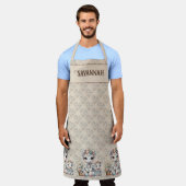 パステル キゃわいい ユニコーン マザー ドーター デュオ ベージュ エプロン (着用した状態)