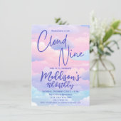 パステル クラウド9 ガールズ 9歳の誕生日 招待状 (スタンド正面)