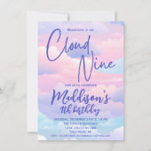 パステル クラウド9 ガールズ 9歳の誕生日 招待状 (正面)