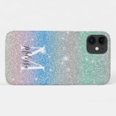 パステル グラデーション グリッター スパークル モノグラム 名前 Case-Mate iPhoneケース (裏面(横))