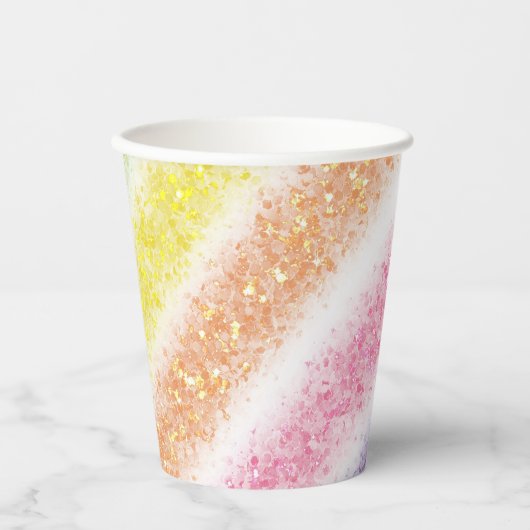 パステル グリッター レインボー 紙コップ (正面)