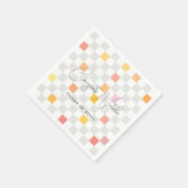 パステル&グレーチェック美的卒業パーティー スタンダードカクテルナプキン (角)