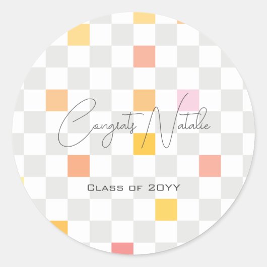 パステル&グレーチェック美的卒業パーティー ラウンドシール (正面)