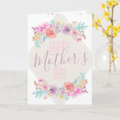 パステル シャビー チック フラワー ボヘミア ハッピー マザーズ デイ カード (黄色い花)
