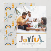 パステル スカンディ イエロー グレー テキスト ジョイフル クリスマス (正面/裏面)