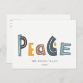 パステル スカンディ イエロー グレー テキスト ピース クリスマス (正面/裏面)