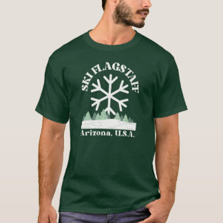 パステル スキー フラッグスタッフ アリゾナ 白 テキスト スキー スキーヤー Tシャツ