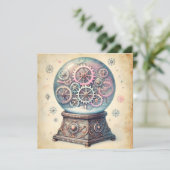 パステル スチームパンク クリスマス スノー グローブ グリーティング (スタンド正面)