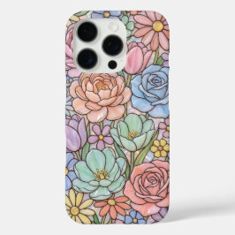 パステル ステンドグラス フラワー スマホケース iPhone 16 PROケース