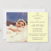 パステル ストライプ クリーム フォト 洗礼 誕生記念 招待状 (正面)