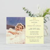 パステル ストライプ クリーム フォト 洗礼 誕生記念 招待状 (スタンド正面)
