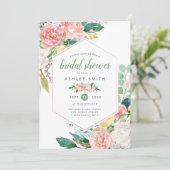 パステル スプリング | 現代の花フレーム ブライダル シャワー 招待状 (スタンド正面)
