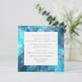 パステル ダイヤモンド ジオメトリック バースデー パーティー ブルー 招待状 (スタンド正面)